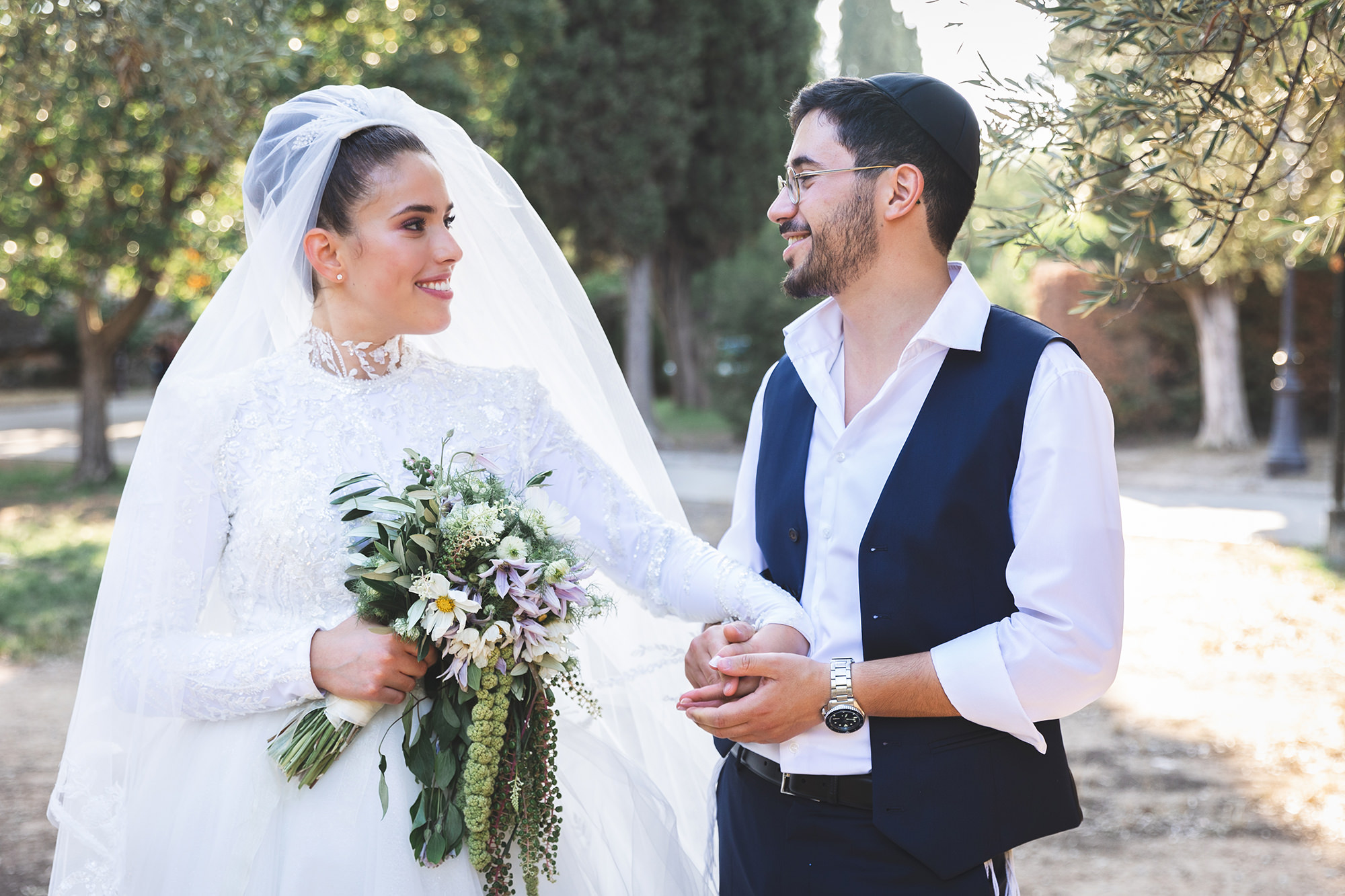 Photo de couple d'un mariage juif à Nice.